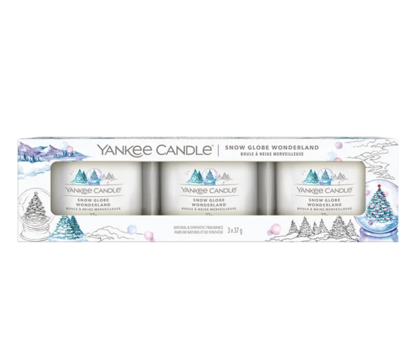 Yankee Candle - Pacco da 3 Votive in vetro Snow Globe Wonderland